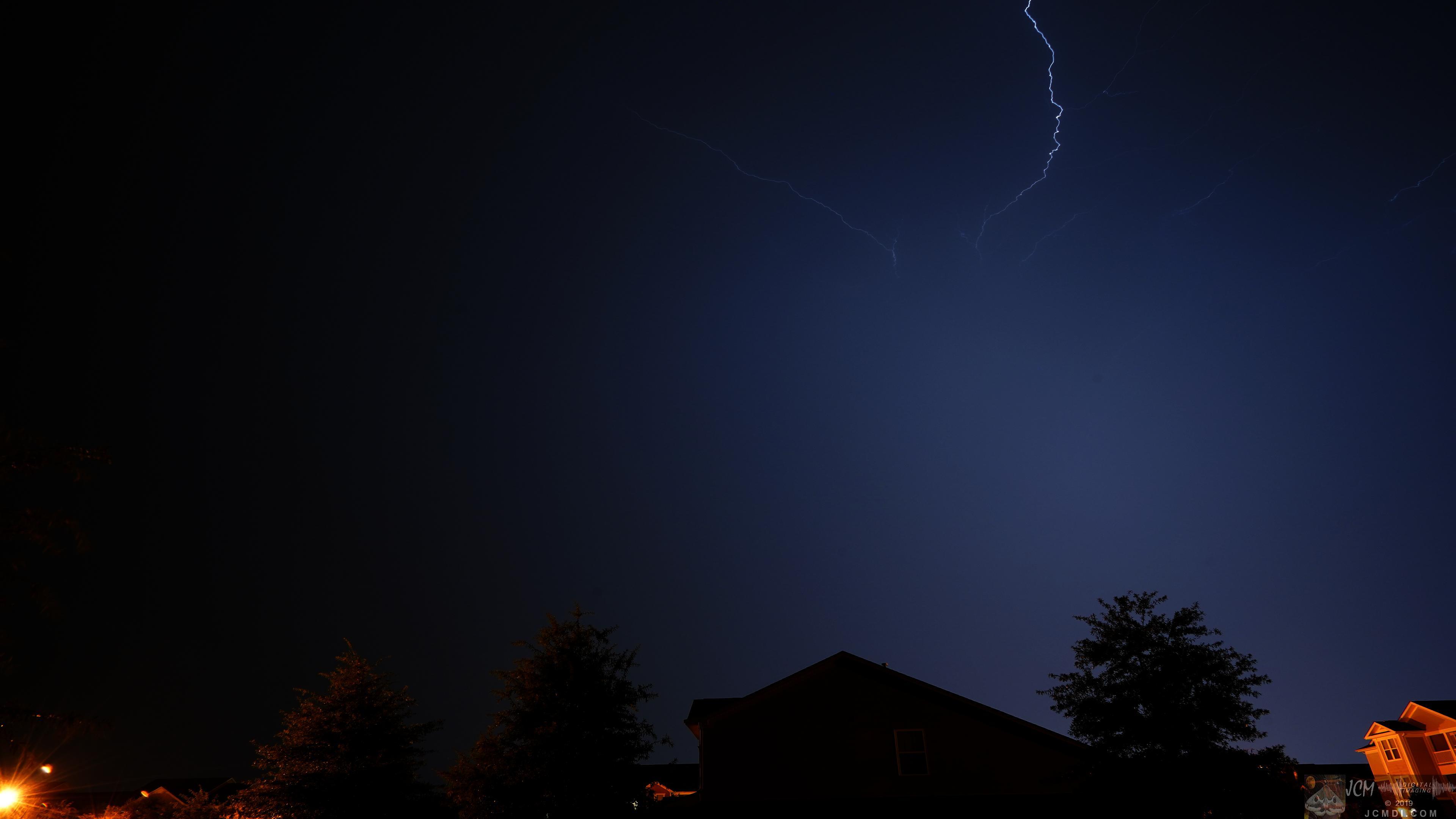 Severe thunderstorm lightning bolt lights up the sky in Tennessee